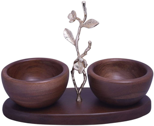 Acacia Wood Two  Nut Bowls