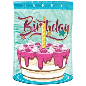Happy Birthday Cake Flag Poly Garden
