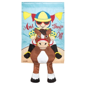Welcome Horse And Jockey Crazy Leg Flag