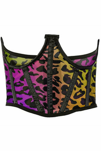 Lavish Animal Print Mesh Open Cup Waist Cincher