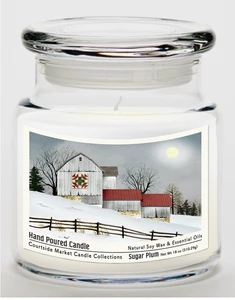 Courtside Market Quilted Barn Candle Glass Jar with Glass Lid