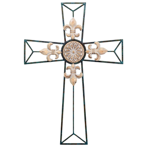 Fleur De Lis Metal Wall Cross
