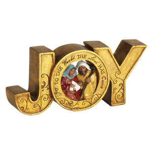 Figurine Gold Joy With Holy Family 6.5in