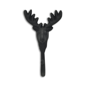 3" Black Cast Iron Deer Stag Wall Hook