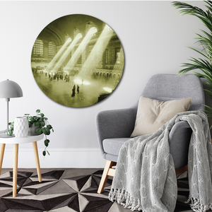 Courtside Market Grand Central Terminal Vintage Photo Circular Wood Decor