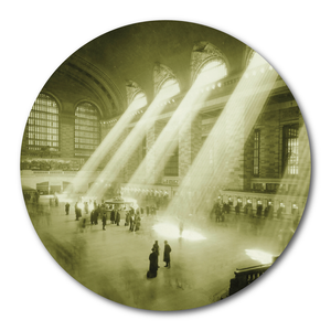 Courtside Market Grand Central Terminal Vintage Photo Circular Wood Decor