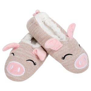 Pig Plush Lined Non Slip Fuzzy Soft Slipper -