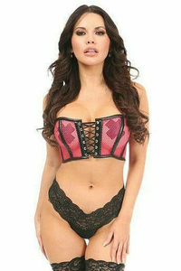 Lavish Fishnet & Faux Leather Lace-Up Short Bustier Top