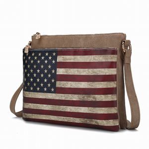 Madeline Printed Flag Vegan Leather Women's Crossbody Bag