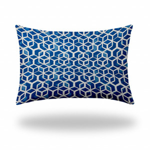 24" X 36" Blue And White Zippered Geometric Lumbar Indoor Outdoor Pillow - 606114100744 24" X 36" Blue And White Zippered Geometric Lumbar Indoor Outdoor Pillow - 606114100744