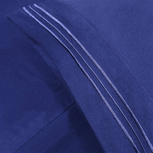 Dark Blue 200 Embroidery Soft Sheet Set Wrinkle Resistant