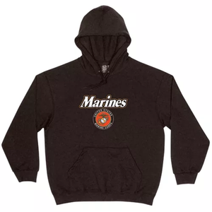 Pullover/Hooded Black Sweatshirt- Marine Logo