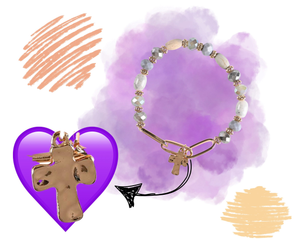 Bracelet Gray Multi Bead With Cross