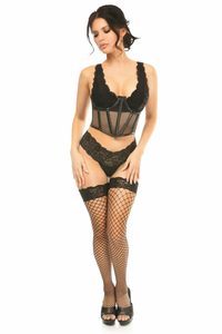 Lavish Fishnet Underwire Open Cup Waist Cincher