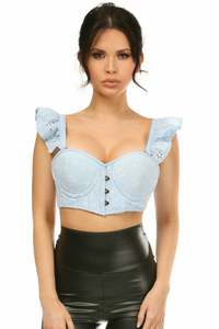 Lavish Eyelet Underwire Bustier Top with Removable Ruffle Sleeves