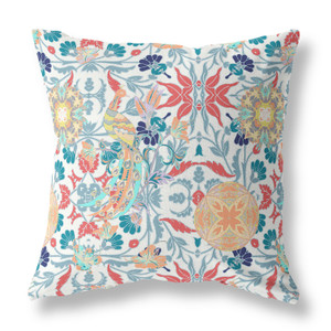 26" X 26" White And Red Broadcloth Floral Throw Pillow - 4512839585338 26" X 26" White And Red Broadcloth Floral Throw Pillow - 4512839585338