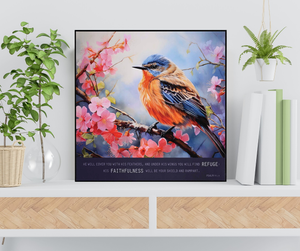 Wall Plaque Robin He Will Cover You With