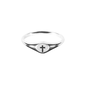 Ring Engraved Cross Size 9 Silver