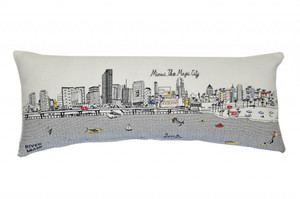 35" White Miami Daylight Skyline Lumbar Decorative Pillow - 606114642886 35" White Miami Daylight Skyline Lumbar Decorative Pillow - 606114642886