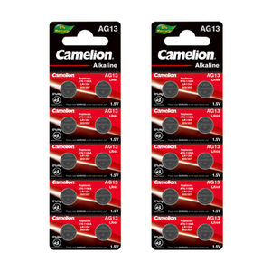 Camelion AG13 Alkaline Button Cell 20 Pack (2 x 10Ct)