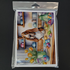 Decorating Easter Basset Hound Greeting Cards Pack of 8