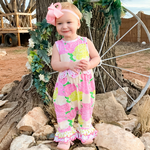 AnnLoren Boutique Spring Floral Baby Girls Ruffle Romper Onesie Holiday Infant Toddler Jumpsuit