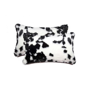 Homeroots Home Decor 12 X 20 X 5 Inches Sugarland Black and White Faux Pillow 2 Pack