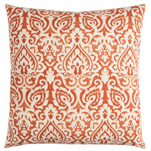 Orange White Distressed Damask Throw Pillow - 808230115125