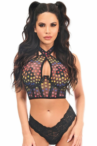 Lavish Stars Mesh Underwire Cincher with Built In Halter Top