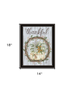 Thankful Wreath Black Framed Print Wall Art
