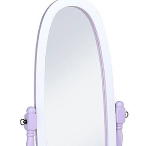 59" Purple And White Wood Freestanding Oval Framed Cheval Mirror