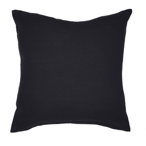 24" Beige and Black Geometric Cotton Blend Throw Pillow With Embroidery
