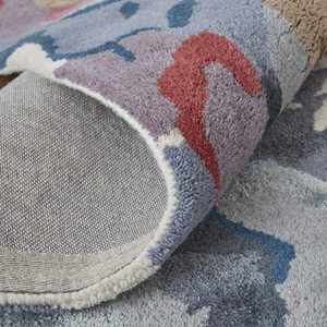 2' X 3' Blue Gray And Pink Wool Floral Tufted Handmade Area Rug