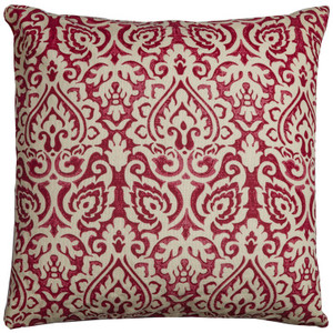 Red Natural Distressed Damask Throw Pillow - 808230115538