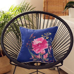 Homeroots Home Decor Blue And Pink Floral Printed Throw Pillow