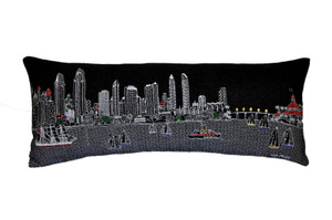 35" Black San Diego Nighttime Skyline Lumbar Decorative Pillow - 606114644552 35" Black San Diego Nighttime Skyline Lumbar Decorative Pillow - 606114644552