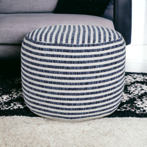18" Blue 100% Cotton Ottoman