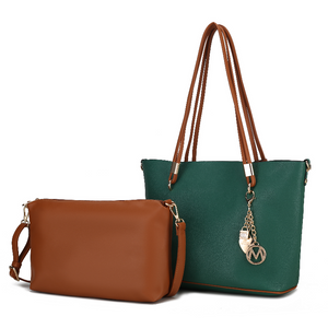 Malay Vegan Leather Women's Tote Bag with Cosmetic Pouch