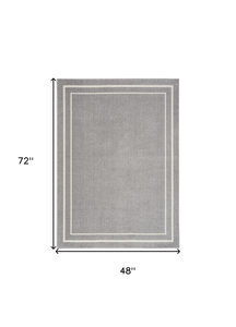 4' X 6' Gray And Ivory Indoor Outdoor Area Rug