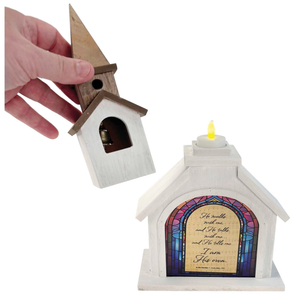 Church Figurine In The Garden 14.5H