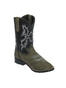 TuffRider Youth Canyonlands Square Toe Western Boot- Brown w/ Tan- 7Y