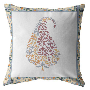 16” Red White Paisley Suede Zippered Throw Pillow - 808230191464 16” Red White Paisley Suede Zippered Throw Pillow - 808230191464