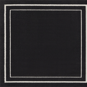 5' Black And Ivory Square Indoor Outdoor Area Rug