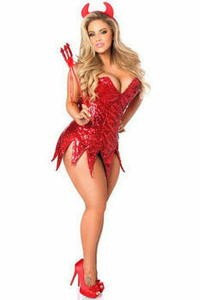 Top Drawer Sequin Devil Corset Dress Costume