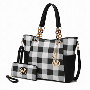 Bonita Checker Tote Bag & Wallet