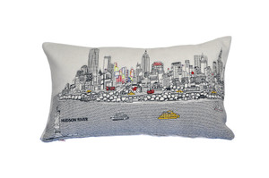 24" White NYC Daylight Skyline Lumbar Decorative Pillow - 606114643845