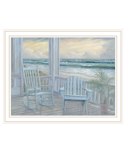 Coastal Porch White Framed Print Wall Art
