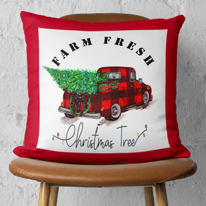 Christmas Buffalo Check Pick Up Truck Throw Pillow - 808230092075