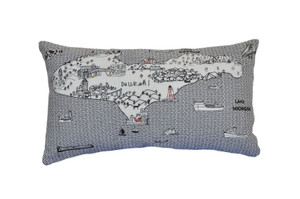 Homeroots Home Decor Michigan Upper Peninsula Daylight Skyline Lumbar Decorative Pillow, White, 24 Inches