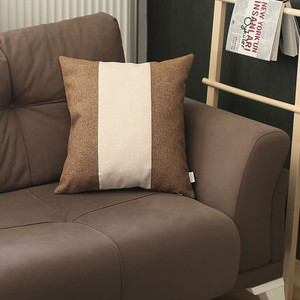 Brown and White Centered Strap Throw Pillow - 808230078017 Brown and White Centered Strap Throw Pillow - 808230078017
